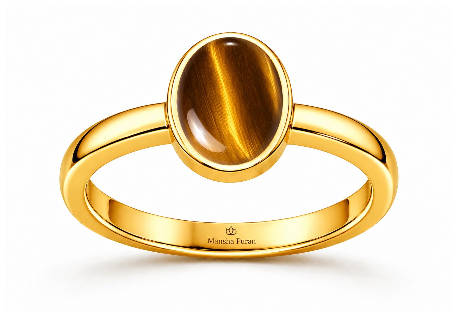 Natural Tiger's Eye (Chitti) Gemstone Energized Panchdhatu Plain Ring for Men and Women-picture-33