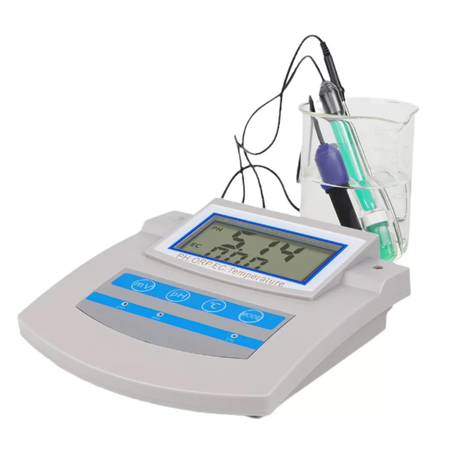 OSPSHPG 6-In-1 Water Quality Monitor, Digital Benchtop pH Benchtop Tester Meter, with Temperature Compensation, Accurate Readings, 2 Points Calibration, for Pool, Aquarium and Laboratory