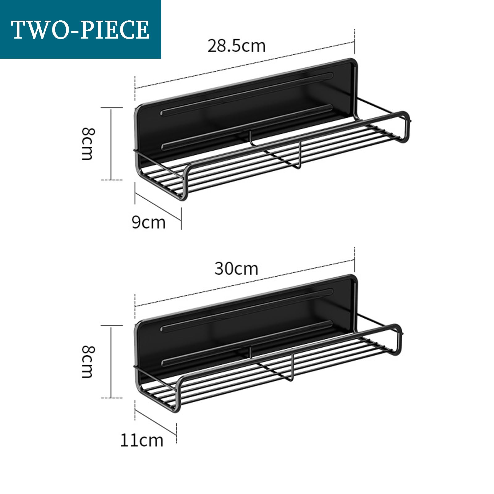 Portaspezie magnetico per frigorifero, mensola per spezie da parete, per microonde, per spezie, espositore per spezie, nero, set di 2