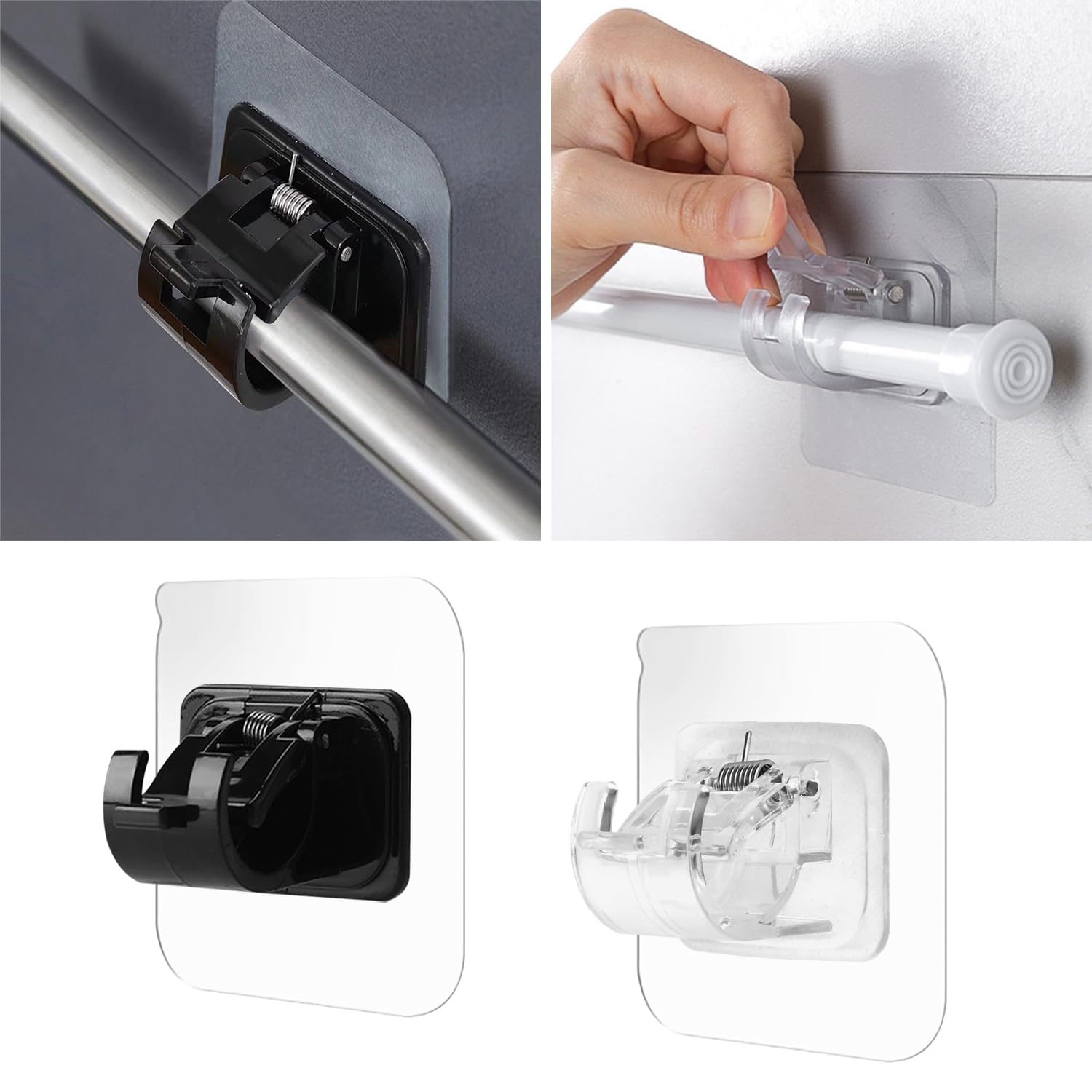 8 Pièces Auto-adhésifs Supports De Tringle à Rideau Sans Perceuse Tringles A Rideaux Supports Sans Percage Sans Clou Reglable 2351542529 Ml