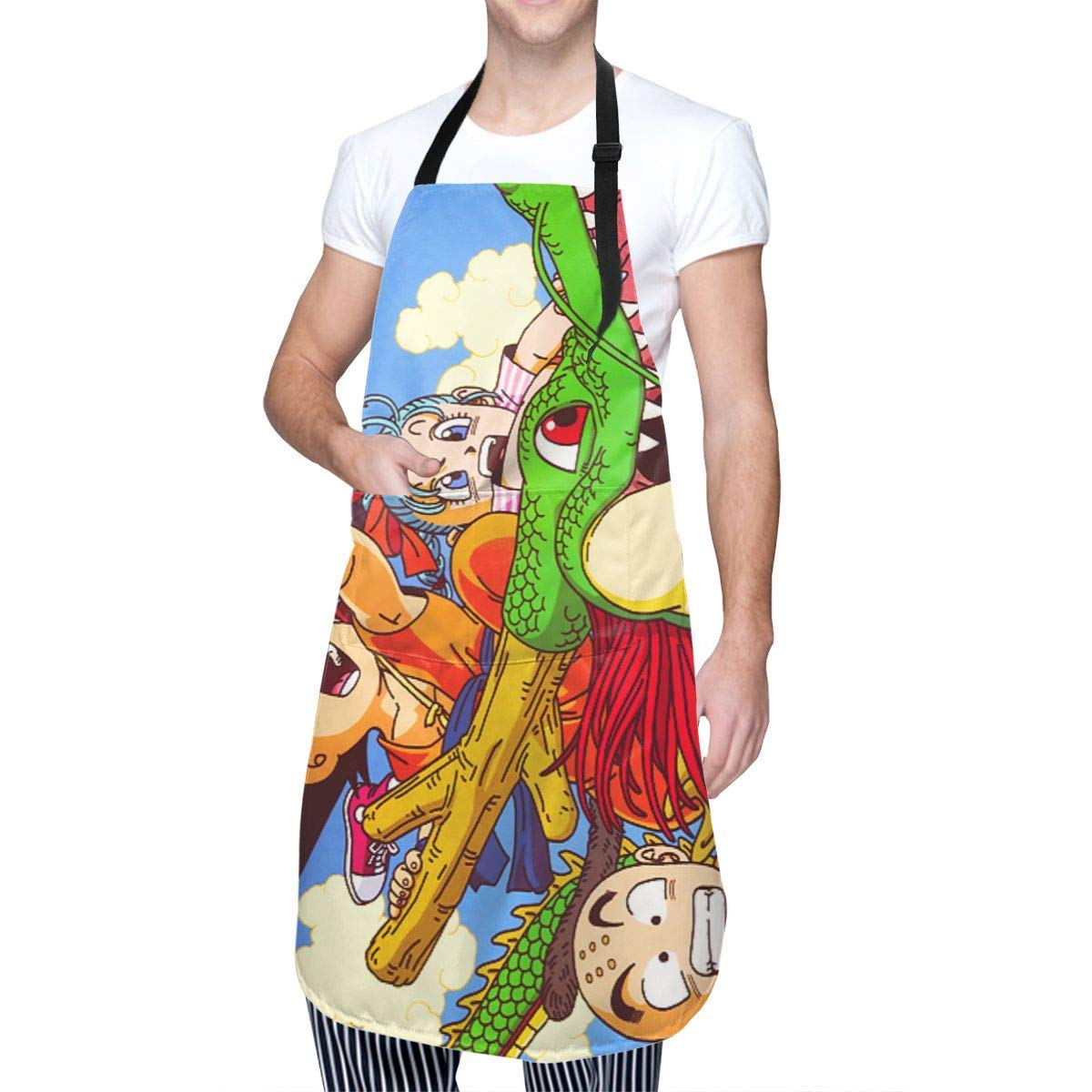 Amazon｜ポケット付きドラゴンボール大人用防水エプロン、調節可能な