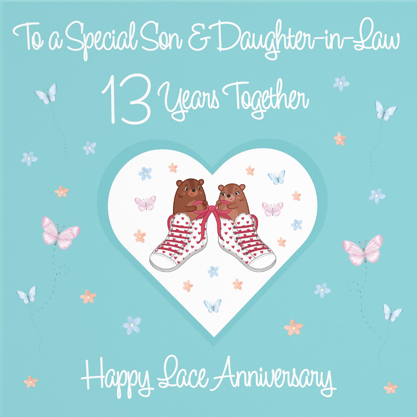 Hunts England, Son & Daughter-in-Law 13th Anniversary Card, 13 Years, Lace Anniversary, Romantic Meadows, Fun Card - Image 2