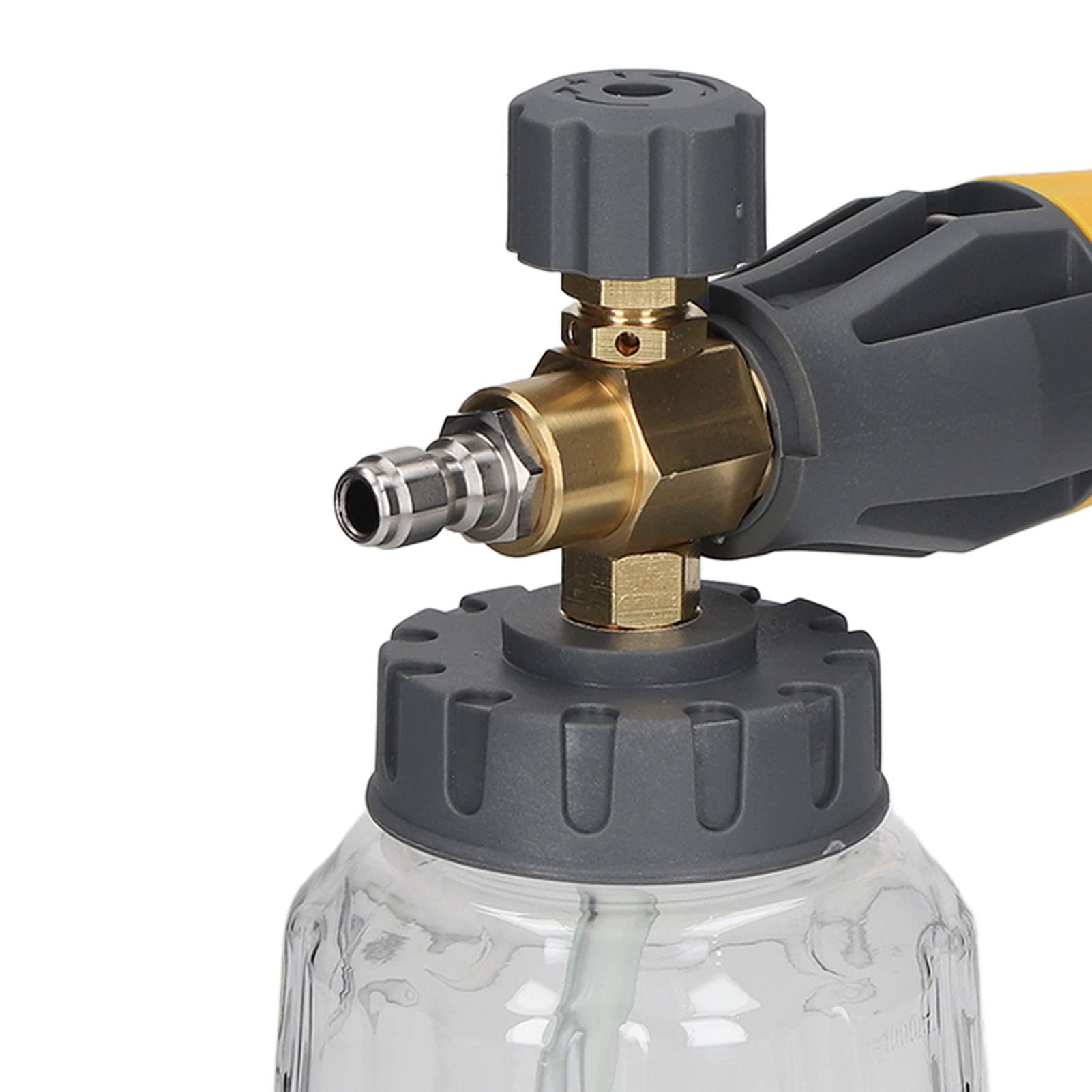 Fafeicy Generatore di Schiuma per Idropulitrice 1L, Ugello Regolabile 4000psi, Connessione Rapida 1/4 Pollici NPT Giallo