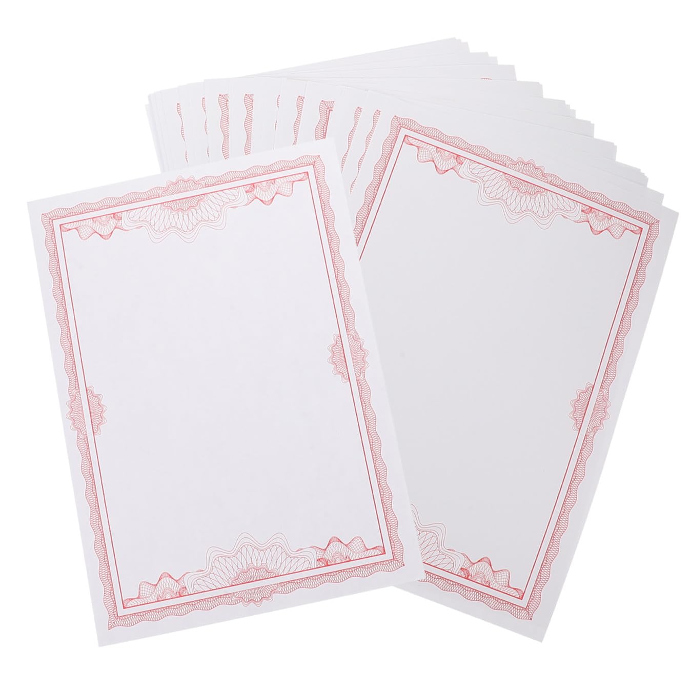 Papier Certificat Vierge Imprimable 50 Feuilles Rouge, pour Récompenses