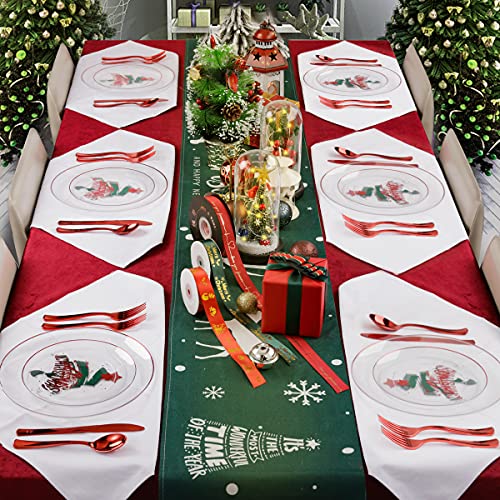 Youbet 60Pieceschristmas Plates-Happy Christmas Red Plates-Clear Green Disposable Plates-Perfect For Christmas/Parties #TOP6