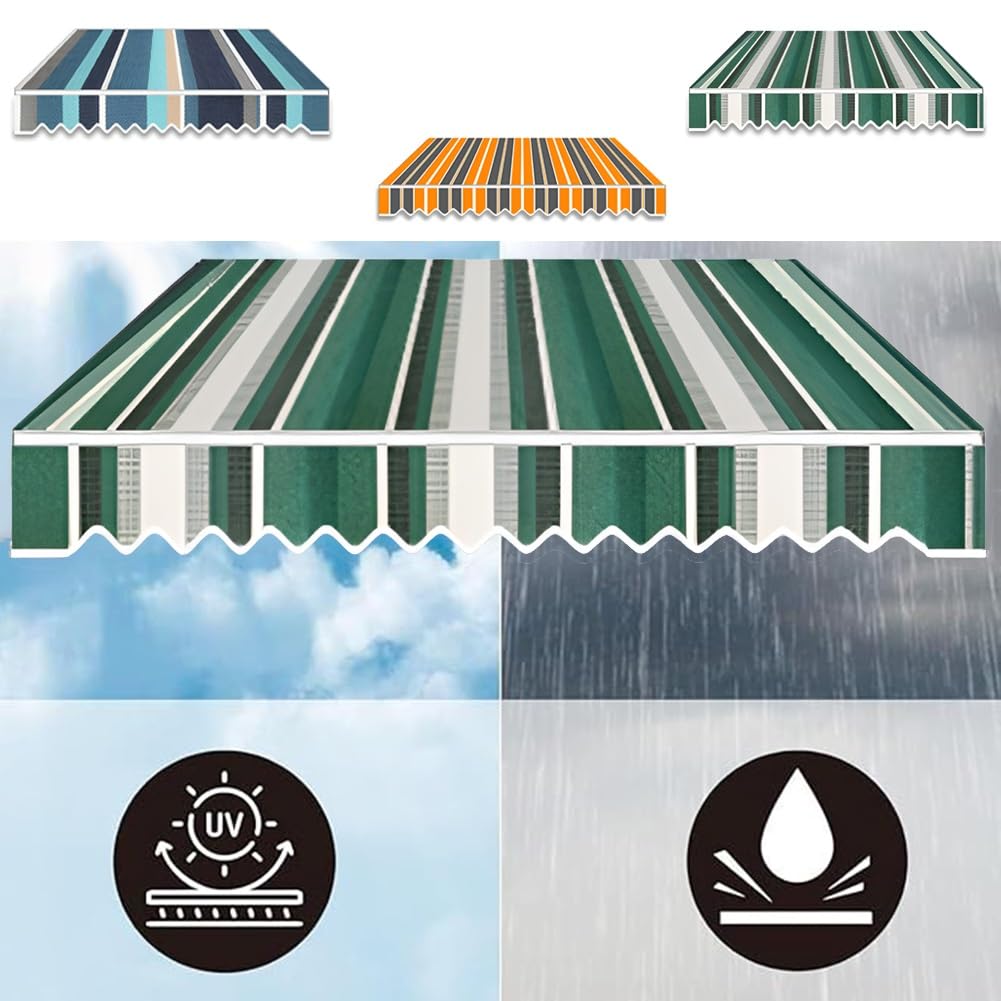 Tissu de rechange imperméable pour pare-soleil, balcon, terrasse, jardin - 500 x 300 cm - Vert