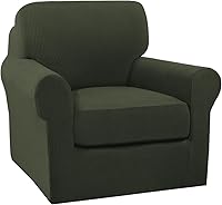 Vista 39 de Turquoize - Fundas de sillas de 2 piezas, fundas de sofá, funda de sillón con reposabrazos, protector lavable para sillas, tela jacquard gruesa Cian