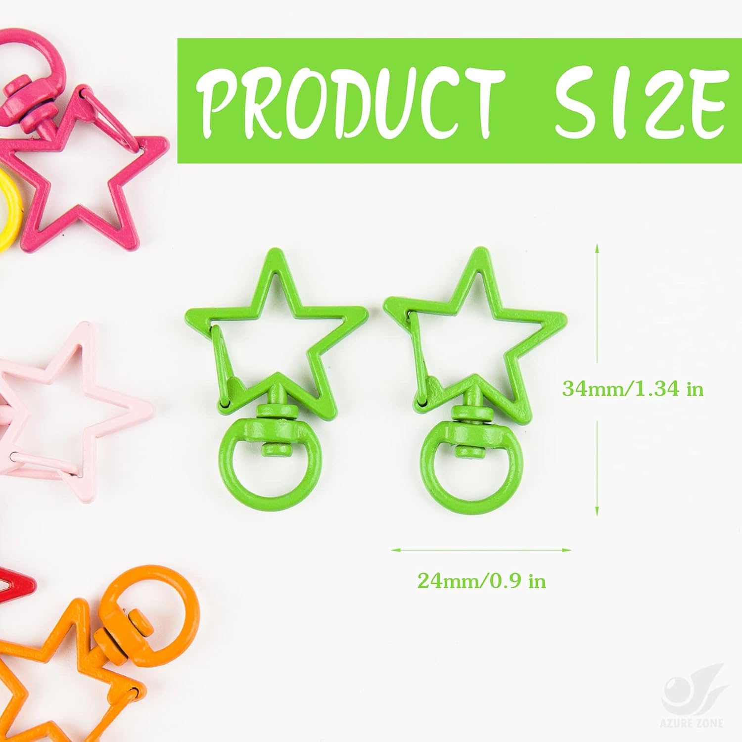 Azure Zone, Pack of 26 Colorful Swivel Lobster Claw Clasps Star Shaped Keychain Metal Clip Snap Hook for DIY Bag Keychains Jewelry Making Accessories - Image 2