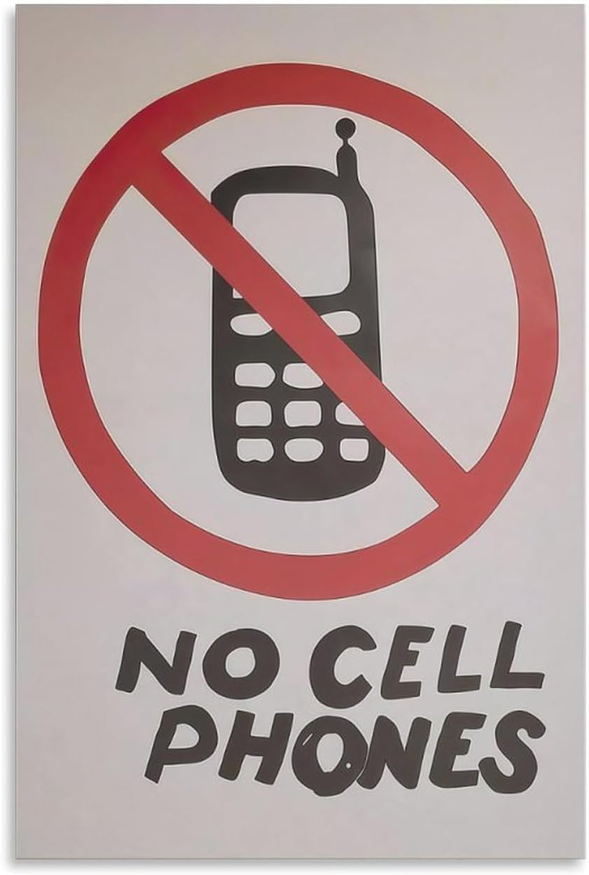 Vintage Funny No Cell Phones Poster Gift Restaurant Canvas Art Wall Art Canvas Print Office Bedroom Living Room Decor 12x18inch(30x45cm) Unframe-style