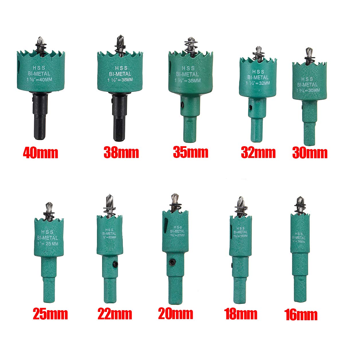 RanDal 10Pcs 16-40Mm Green M42 Hss Hole Saw Cutter Tooth Metal Cutter Set Abridor Brocas