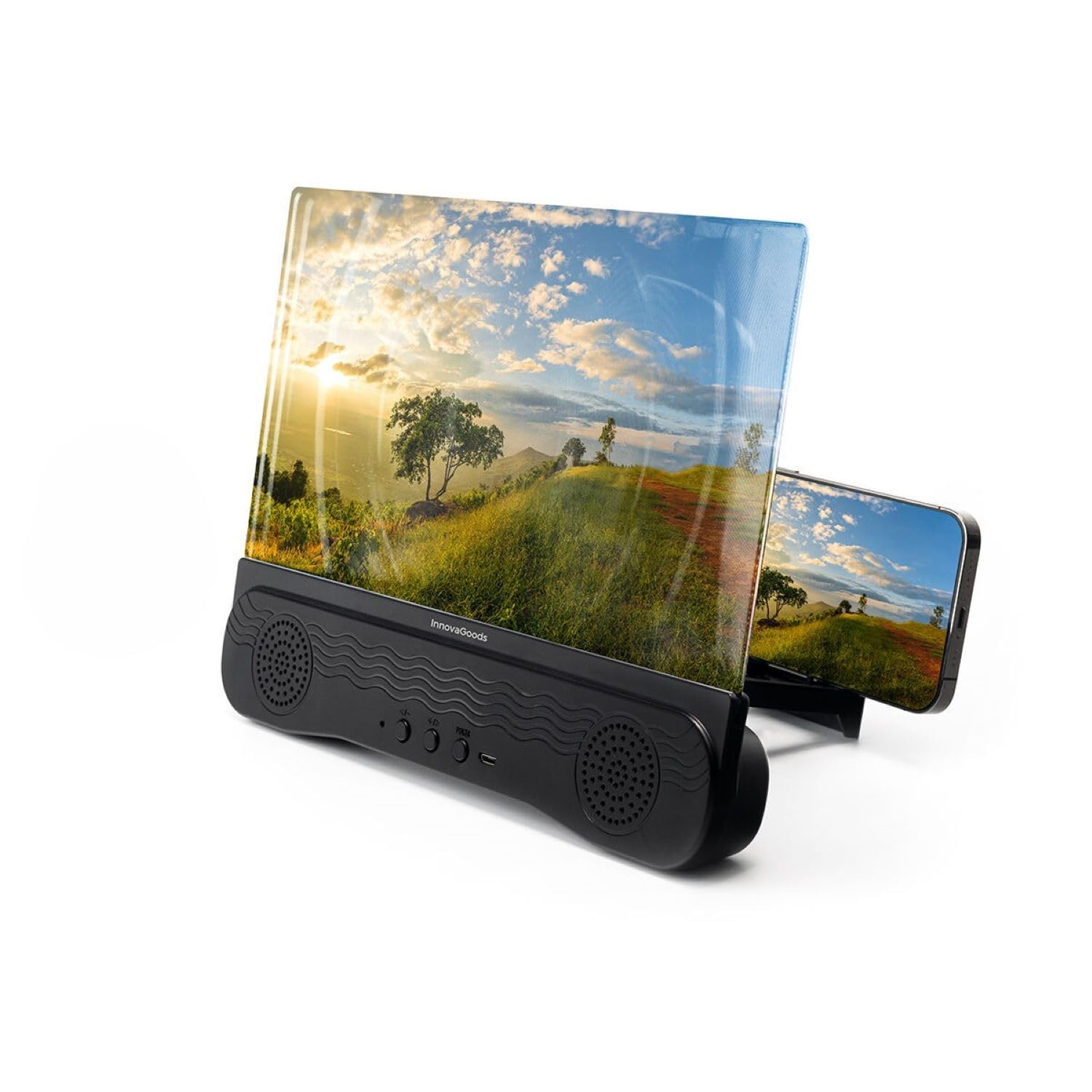 InnovaGoods Amplificatore proiettore Bluetooth 5.1 per cellulare, 3mW, USB-C, portatile, pieghevole, display 150-180 min