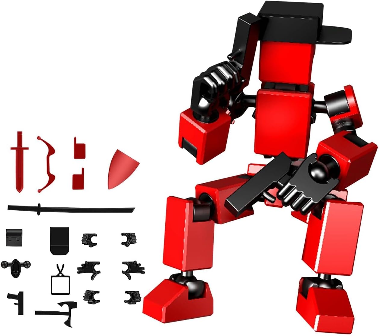 Mini Titan 13 Action s Hip Hop Dummy Robot Action Toys Stick Multi Joints Movable Desktop Decoration, Red, One size