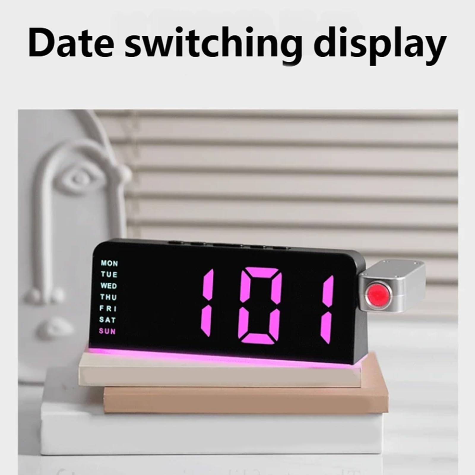 Generisch Digitaler Projektionswecker mit um 180° drehbarem Deckenprojektor, Lauten Alarmen, Temperaturdatum für Schlafzimmer, Temperaturdatum für Schlafzimmer