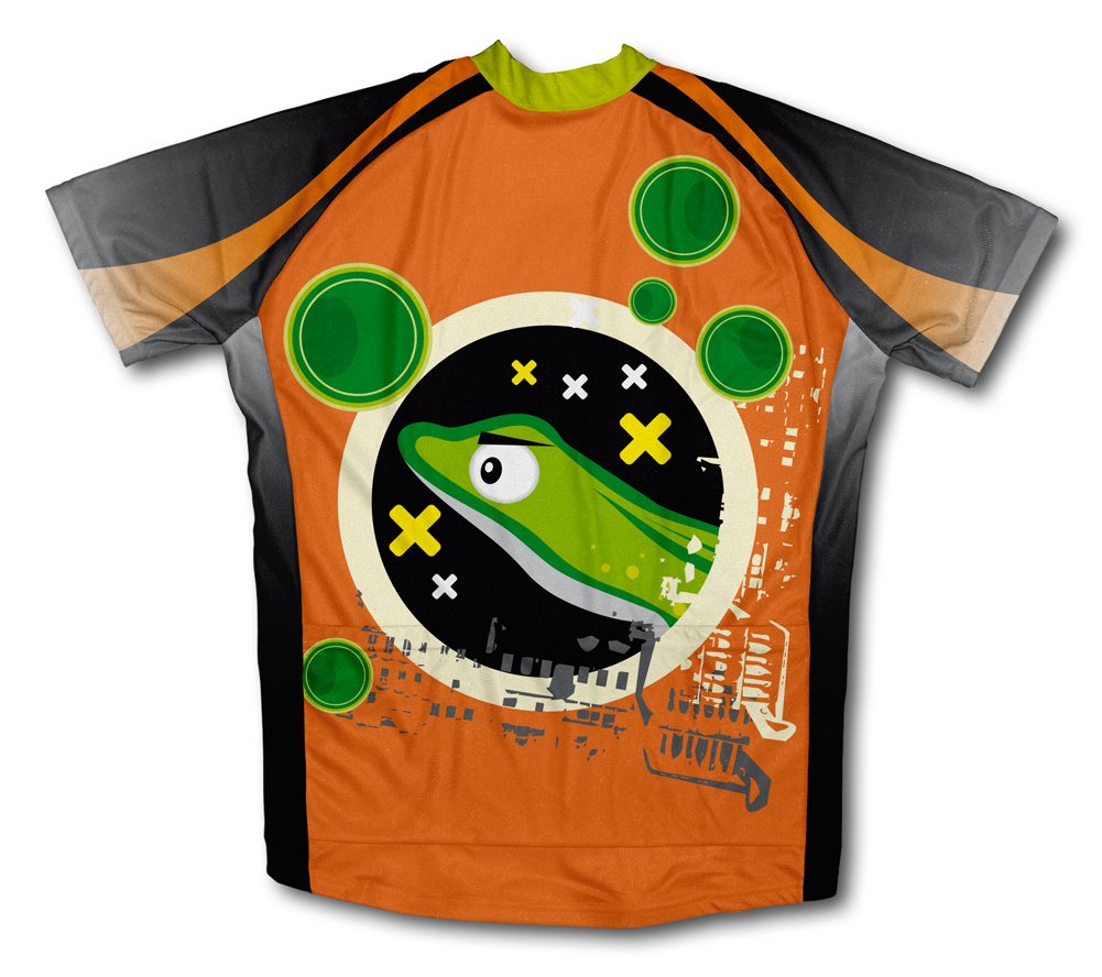 ScudoPro Curious Eyed Lizard Short Sleeve Cycling Jersey for Youth - Size XS Orange