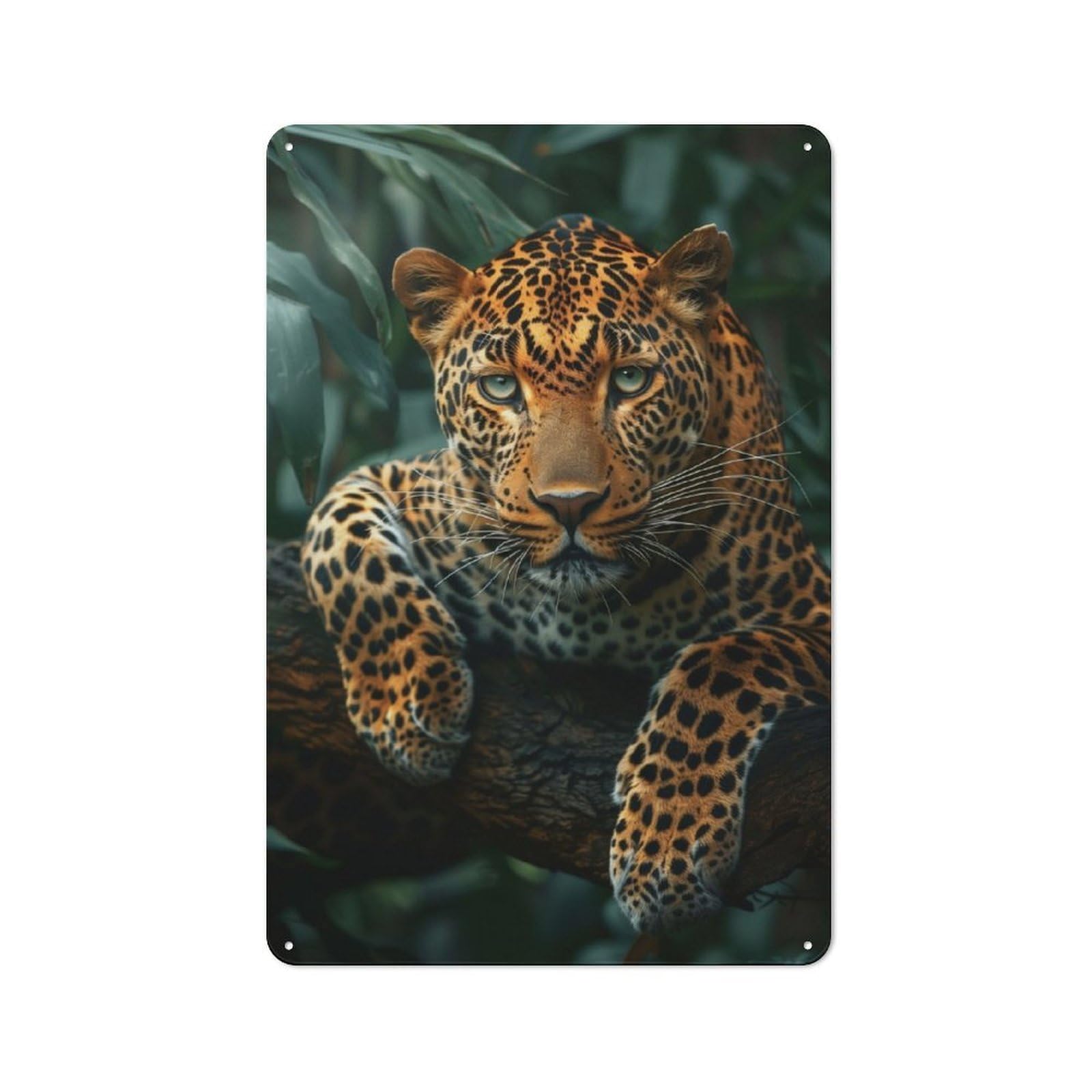 Junmoney Jungle Leopard Retro Metal Wall Sign 30X20cm With For Home Bar Wall, A Housewarming Gift For Hosts Who Enjoy Retro Interiors