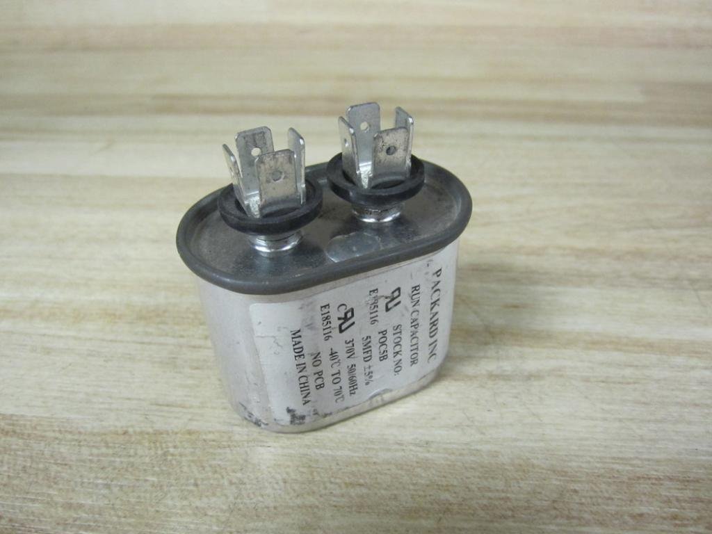 Packard POC5B Packard 370 Volt Oval Run Capacitor 5 MFD