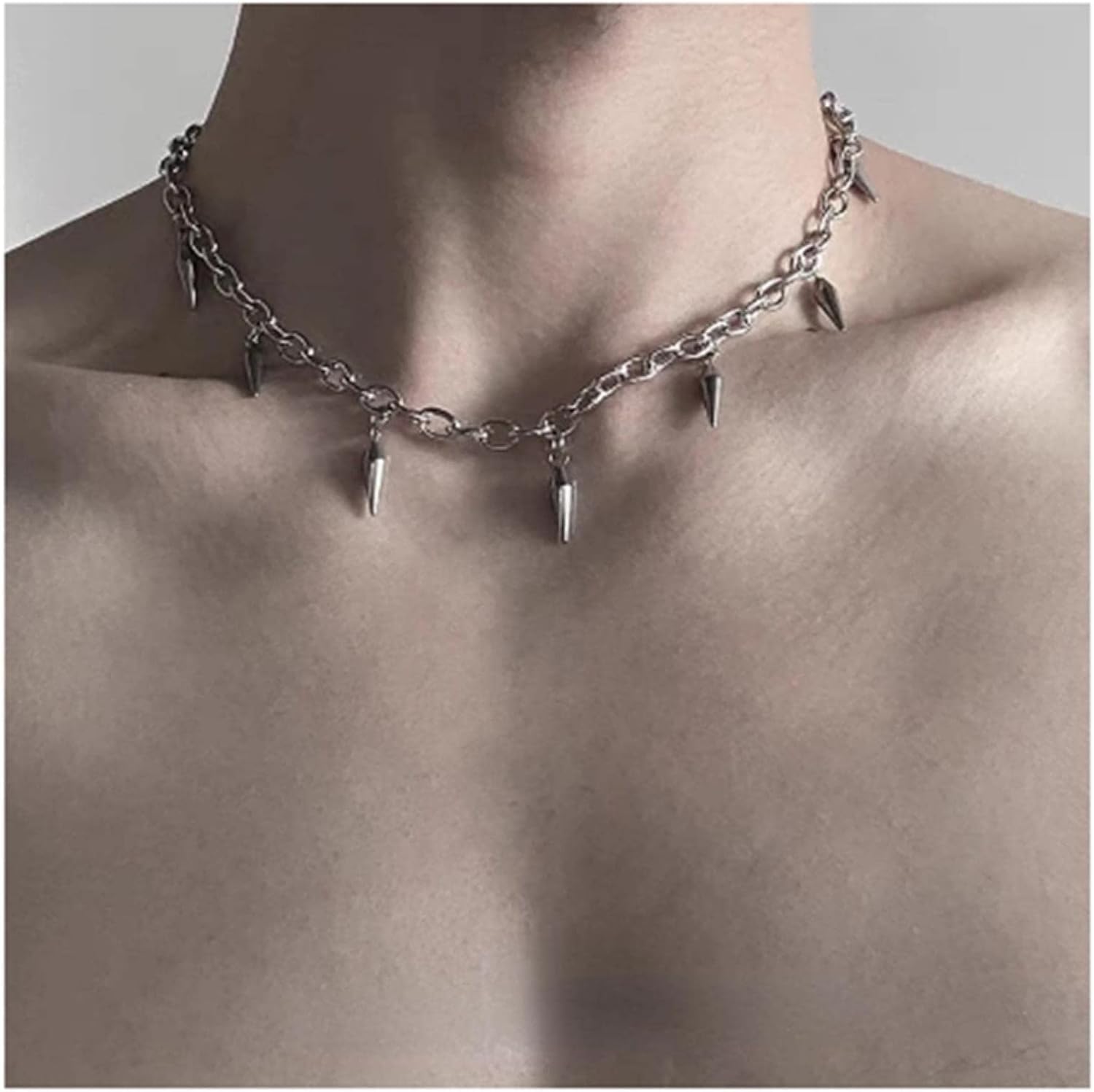 Stainless Steel Punk Rivet Chain Chokers Necklaces for Men Punk