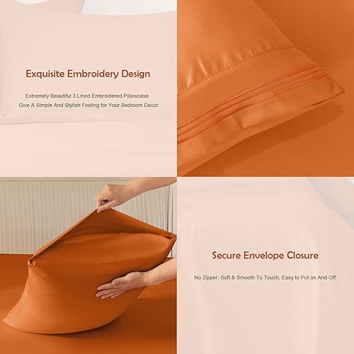 Miniatura 4 de REDKEY Juego de sábanas Queen con bolsillo profundo, 4 piezas de microfibra suave y fundas de almohada, resistente a las arrugas, tamaño Queen,