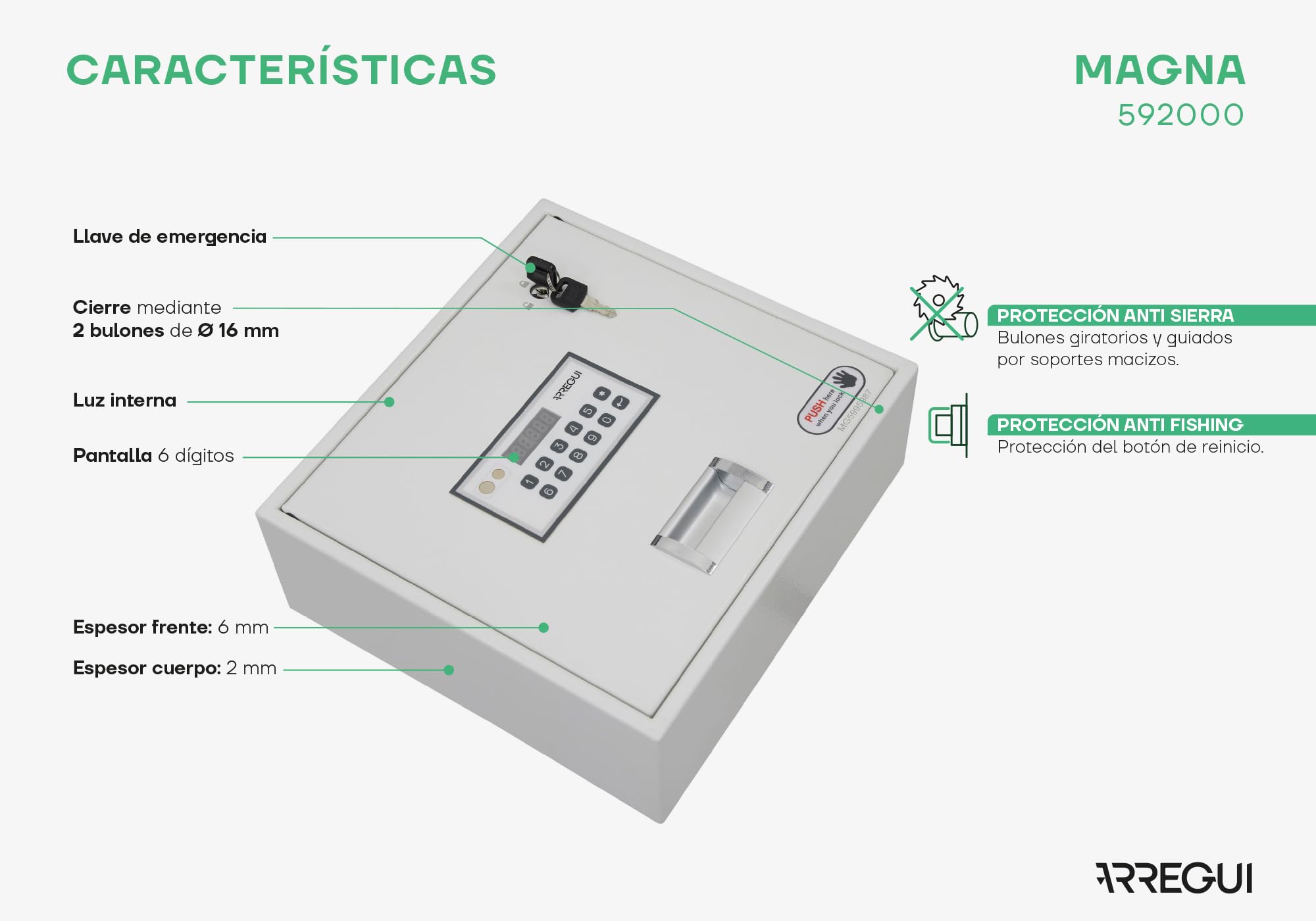 ARREGUI Magna 592000 Caja Fuerte Oculta en el Suelo del Armario | Escondite para Dinero en Casa | Caja Fuerte Camuflada para el Hogar con Código | Caja de Seguridad Electrónica | 11x31x29 cm | 5L