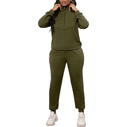 AOMONI Womens Sweatsuits 2 Piece Set Long Sleeve Half Zip Pullover Sweatshirt Jogging Tracksuit Trendy Clothes with Pocket