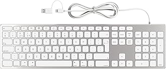 – All-Aluminium Wired Keyboard for Mac with USB-A/USB-C 2-in-1 Plug-and-Play Cable, Full-Size Numeric Keypad and Metal Unibody Design, Compatible with Apple iMac, Mac mini and MacBook