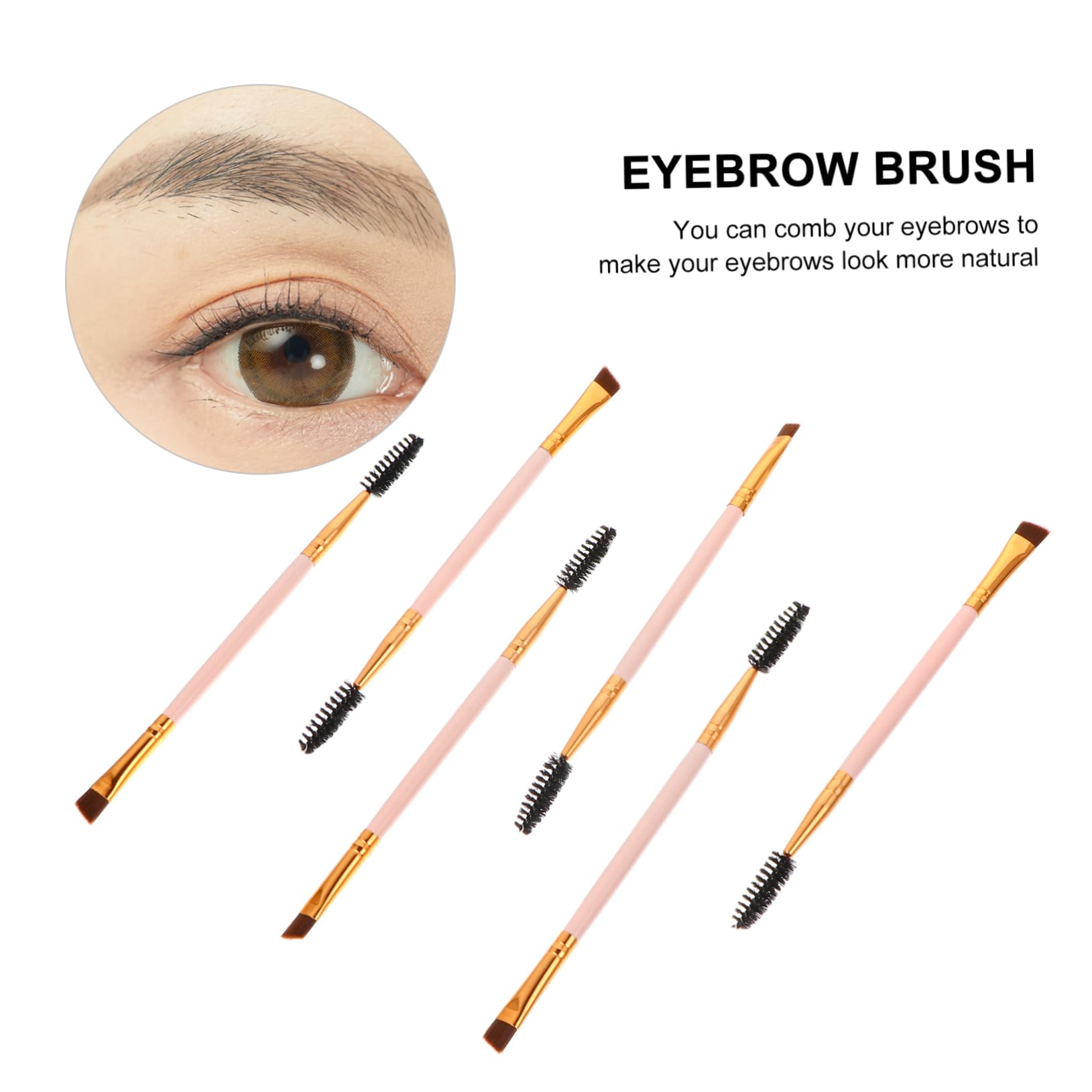Baluue Elegant 6pcs Eyebrow Brush Set Dual-ended Lash Brow Spoolie Ideal for Makeup Artists Beginners