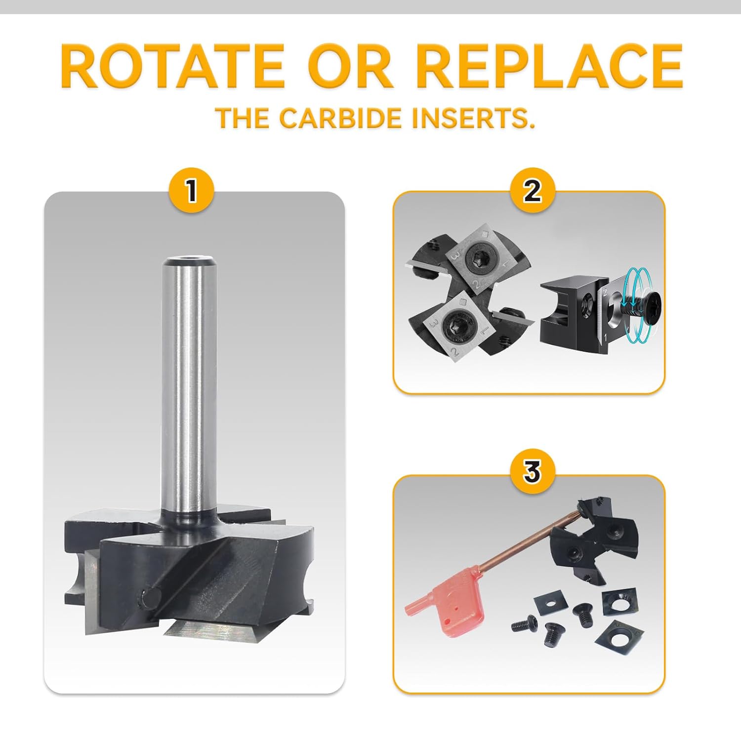 Slab Flattening Surfacing Router Bit 1/4" Shank,1-1/2" Cutting Diameter.Insert Knife Design,Planer Router Bits,for Wood Spoilboard Rabbeting and Planing