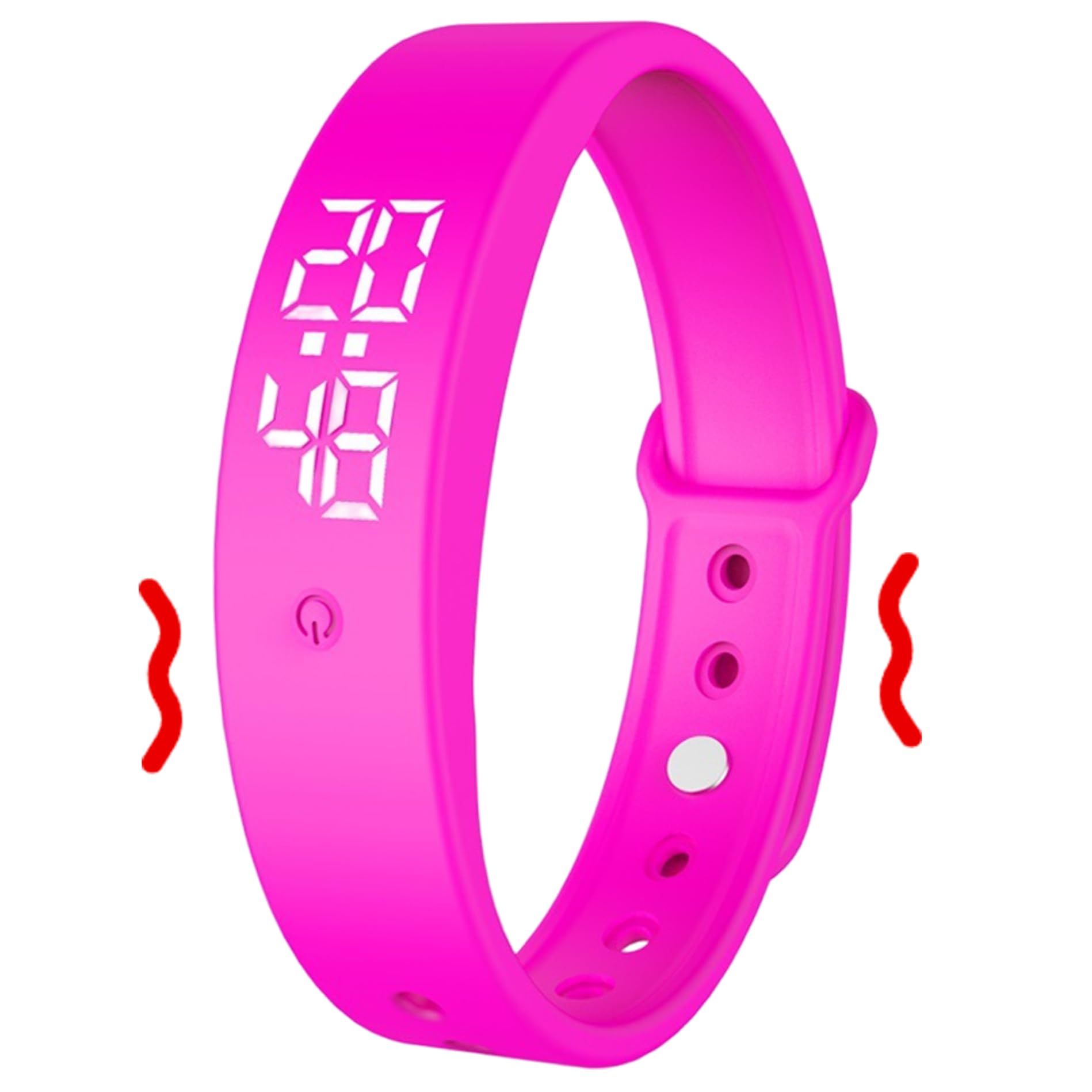 Nukinp Men's Pink Vibrating Alarm Wristband, Silent Wakes Up Watch For Heavy Sleepers, Rechargeable Waterproof Alarm Bracelet With Vibration Reminder For & Wo