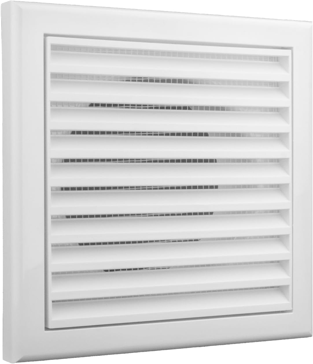 Vents 100mm White Fixed Blade Vent Grille with Fly Mesh – 155x155mm Diameter Wall or Ceiling Air Vent Cover for Bathroom Ventilation
