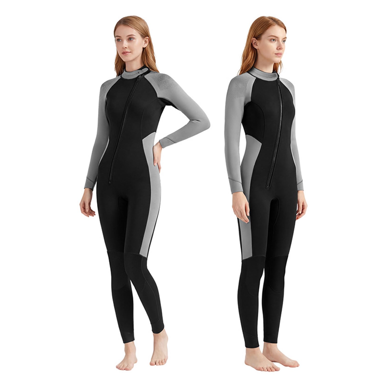 Cocoarm Traje de Buceo para Mujer Traje de Neopreno de Cuerpo Completo de 3 Mm SCR Neopreno Manga Larga Aislamiento Térmico Parches para Las Rodillas Protección Solar para Buceo Snorkel Surf Mujeres
