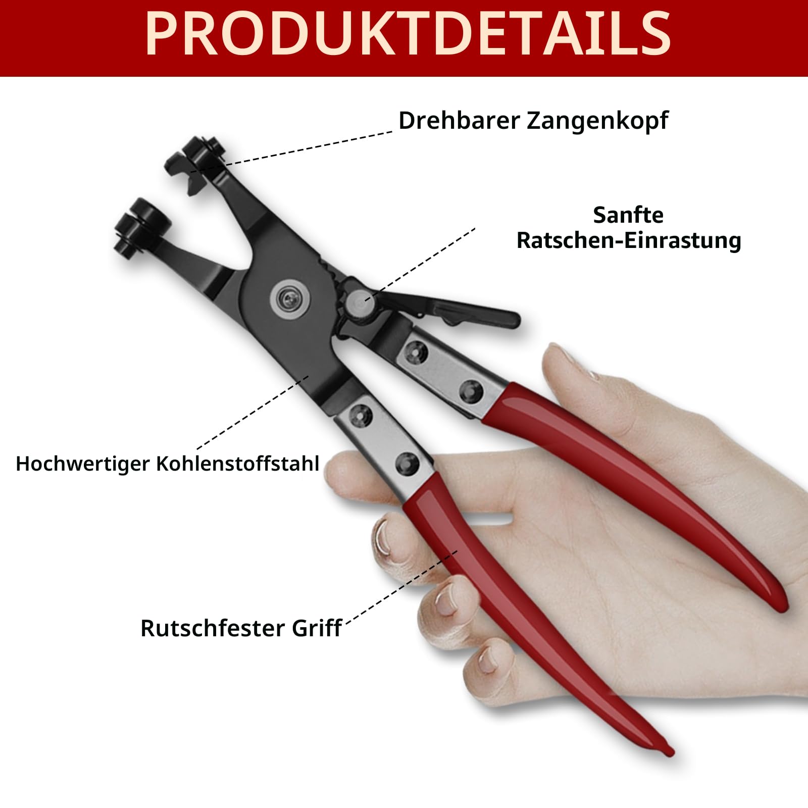WISEUP 4-teiliges Schlauchklemmenzangen-Set mit 68,6 cm Reichweite, Drahtfederzange, Clic-R-Zange, Schlauchentferner und Flachbandklemmen-Werkzeug (4-teiliges Schlauchklemmenzangen Set)