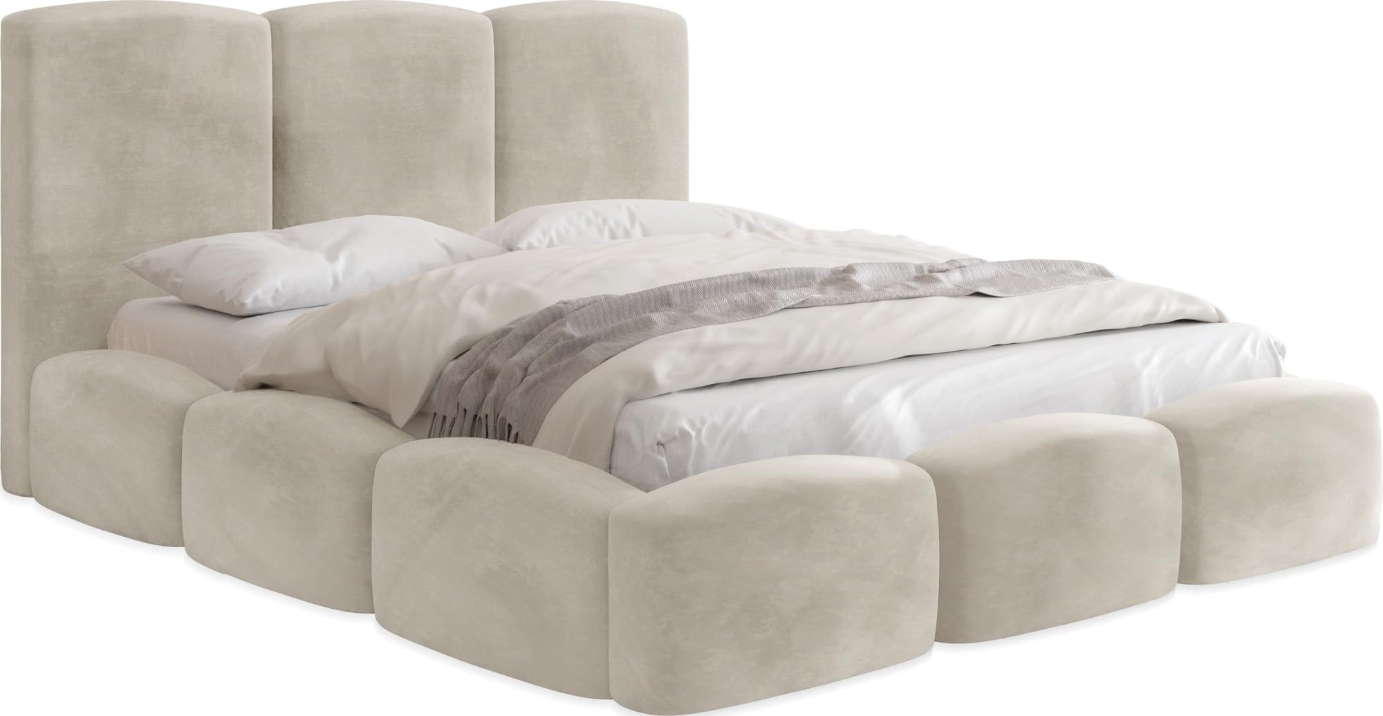 Lit Coffre Design en Tissu Songa 180x200cm Beige - Leroy Merlin