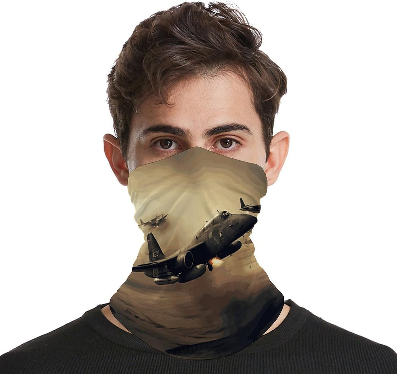 War Plane Neck Gaiter Face Cover Scarf Multipurpose Sunscreen Breathable Bandana Head Scarfs Soft Sun & Wind-proof Face Mask Gator Scarf for Adult Outdoor