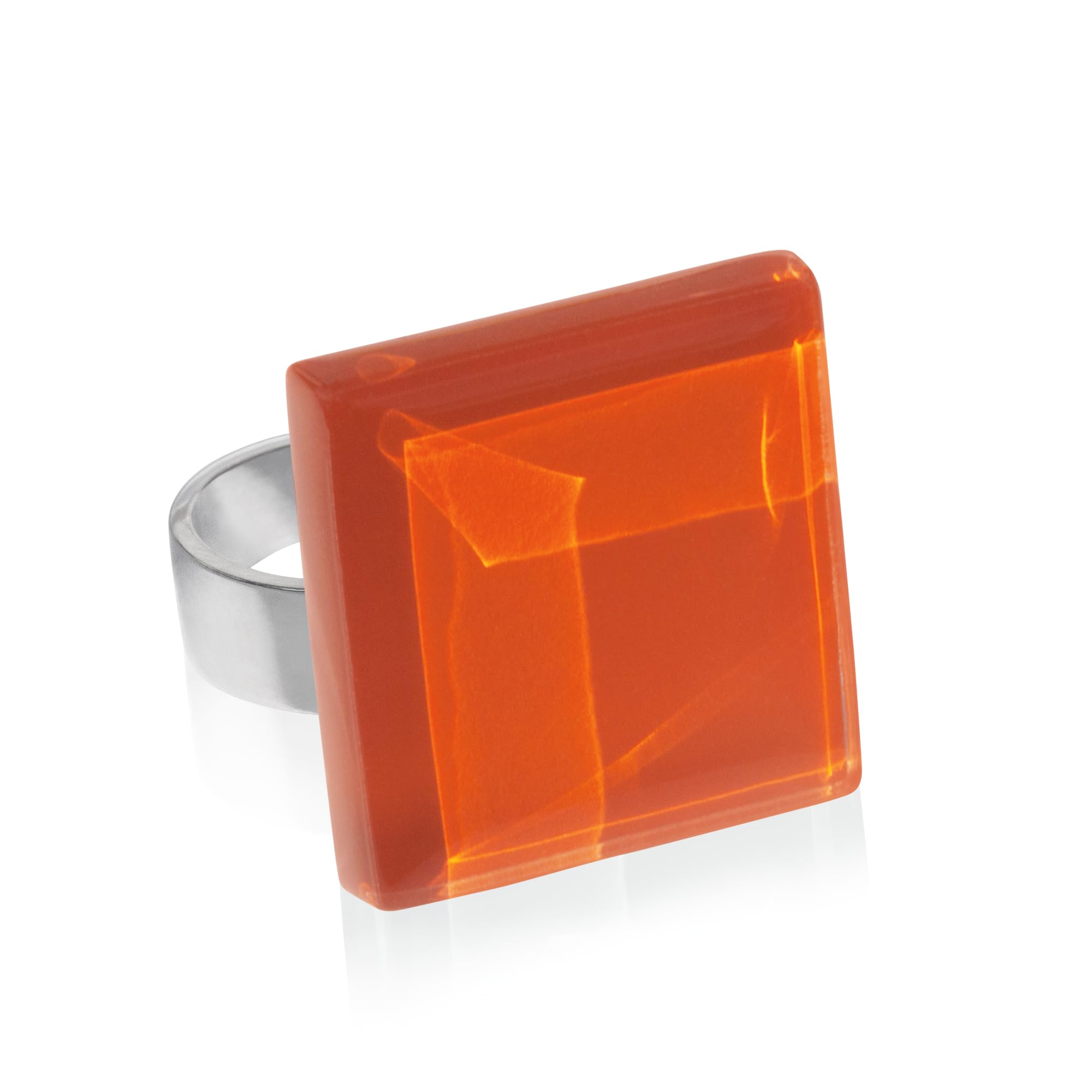 Statement Ring mit Stein rot (20mm) • Geburtsstein Schmuck Geometrisch • Edelstahlring größenverstellbar (min. Ø 19mm) • handgemacht & nachhaltig