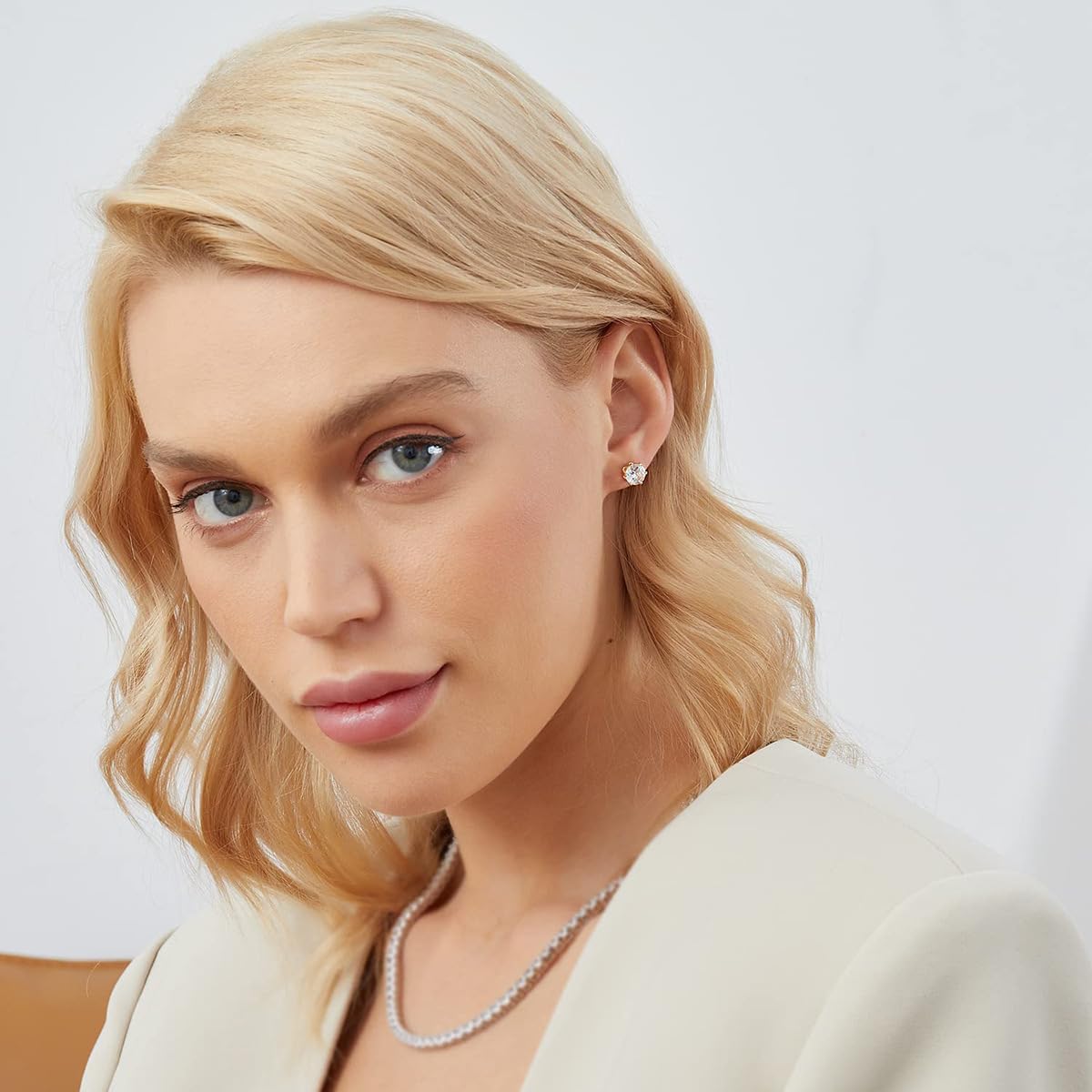 6 Pairs Stud Earrings Set,Hypoallergenic Cubic Zirconia 316L Earrings Stainless Steel CZ Earrings 3-8mm - Image 6