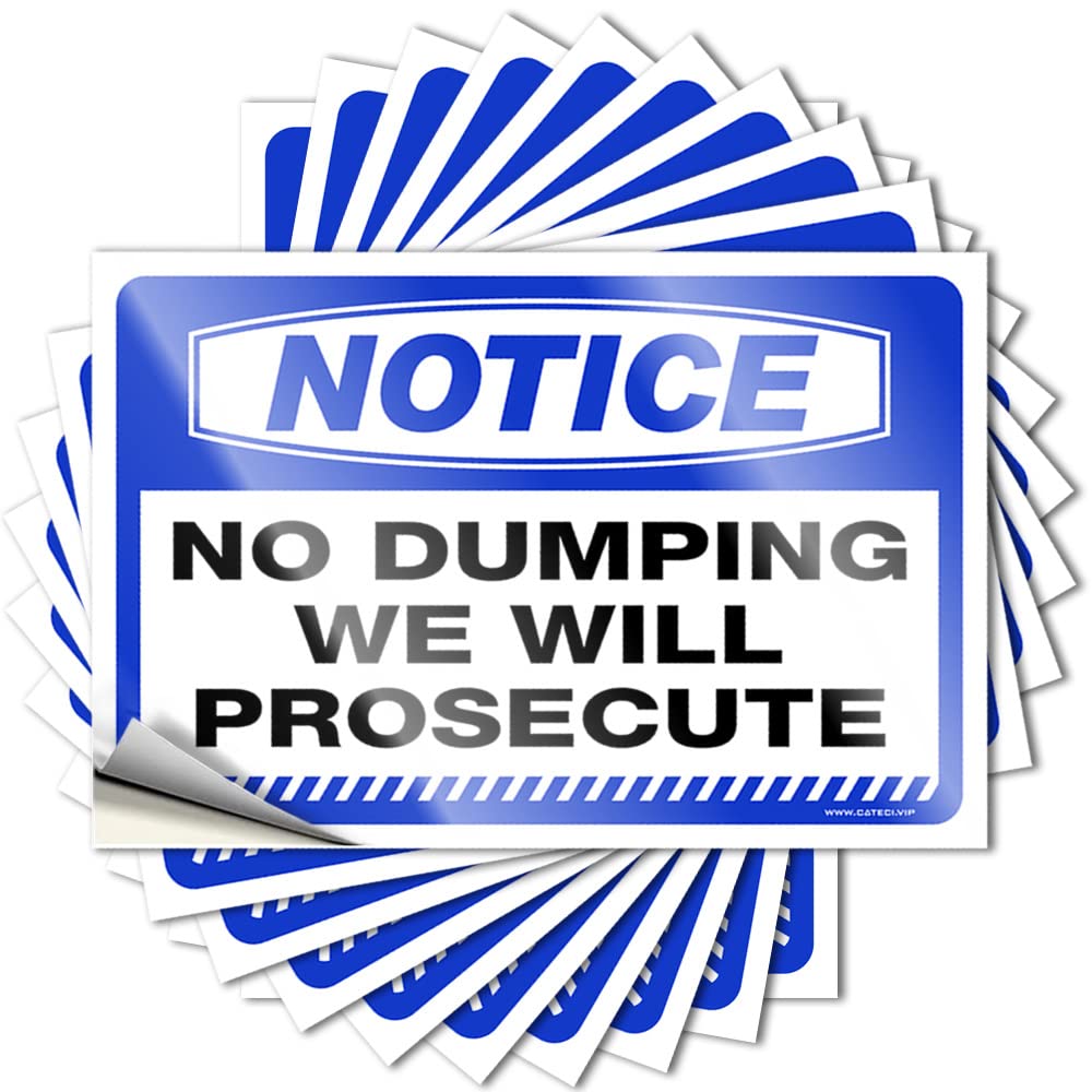 Notice No Dumping We Will Prosecute Optical Illusion Decals | Door Decor Waterproof Vinyl Wall Science Removable Decal Peel Stick(8X12CM)