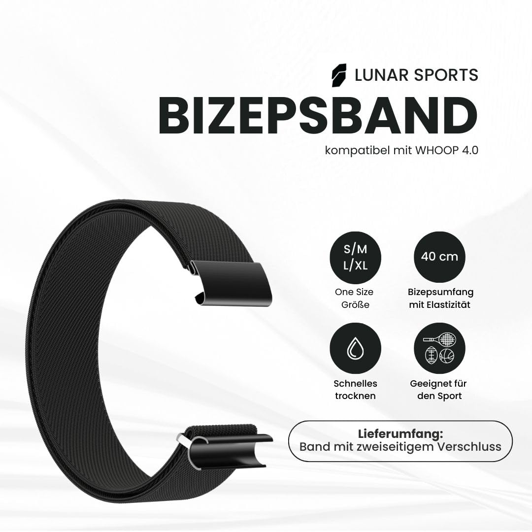 Lunar Straps opaskie biceps, kompatybilne z Whoop 4.0, oddychająca opaskie sportowa, biceps do ASIN, Unisex, Nylon, Bez kamienia szlachetnego
