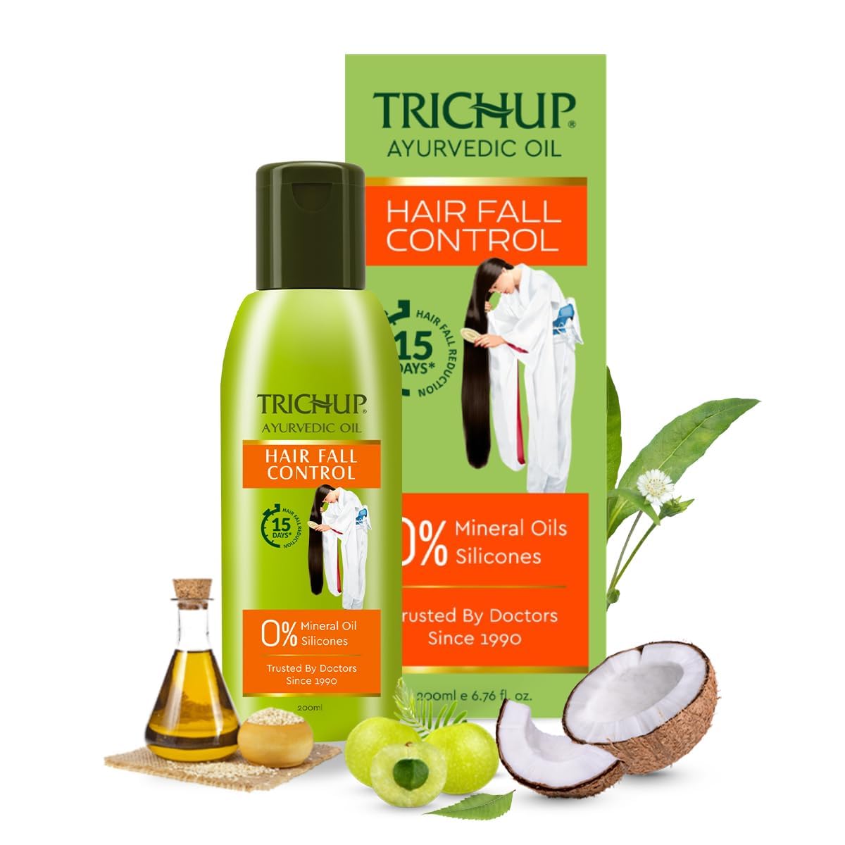 Trichup Ayurvedic Hair Fall Control Oil | No Mineral & Paraben- Pack of 2 x 200ml
