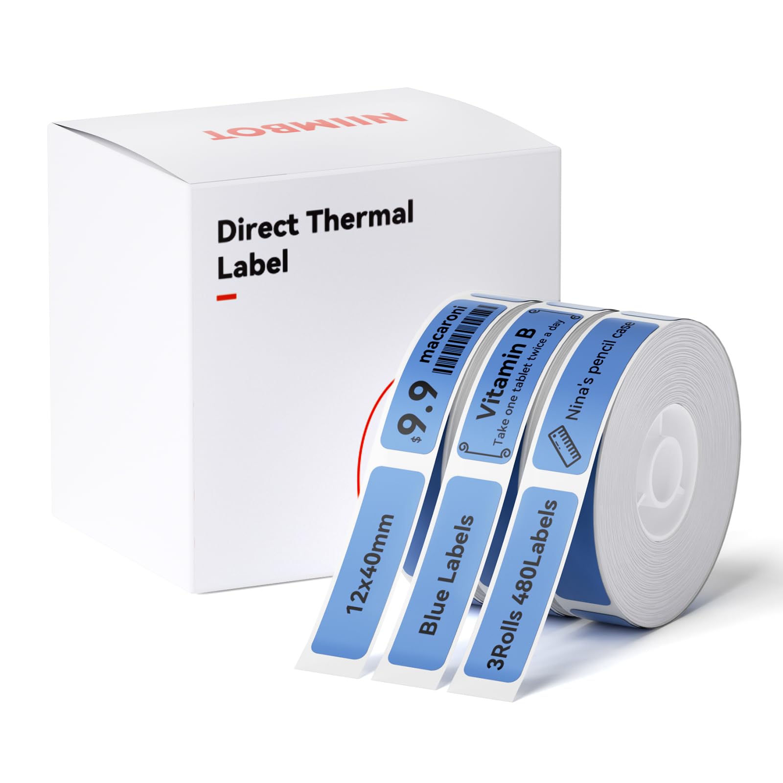 NIIMBOT 3 rollen etiketten voor D110 D11 D101 labelprinter, wit-12 x 40 NIIMBOT 3 rollen etiketten voor D110 D11 D101 labelprinter, wit-12 x 40