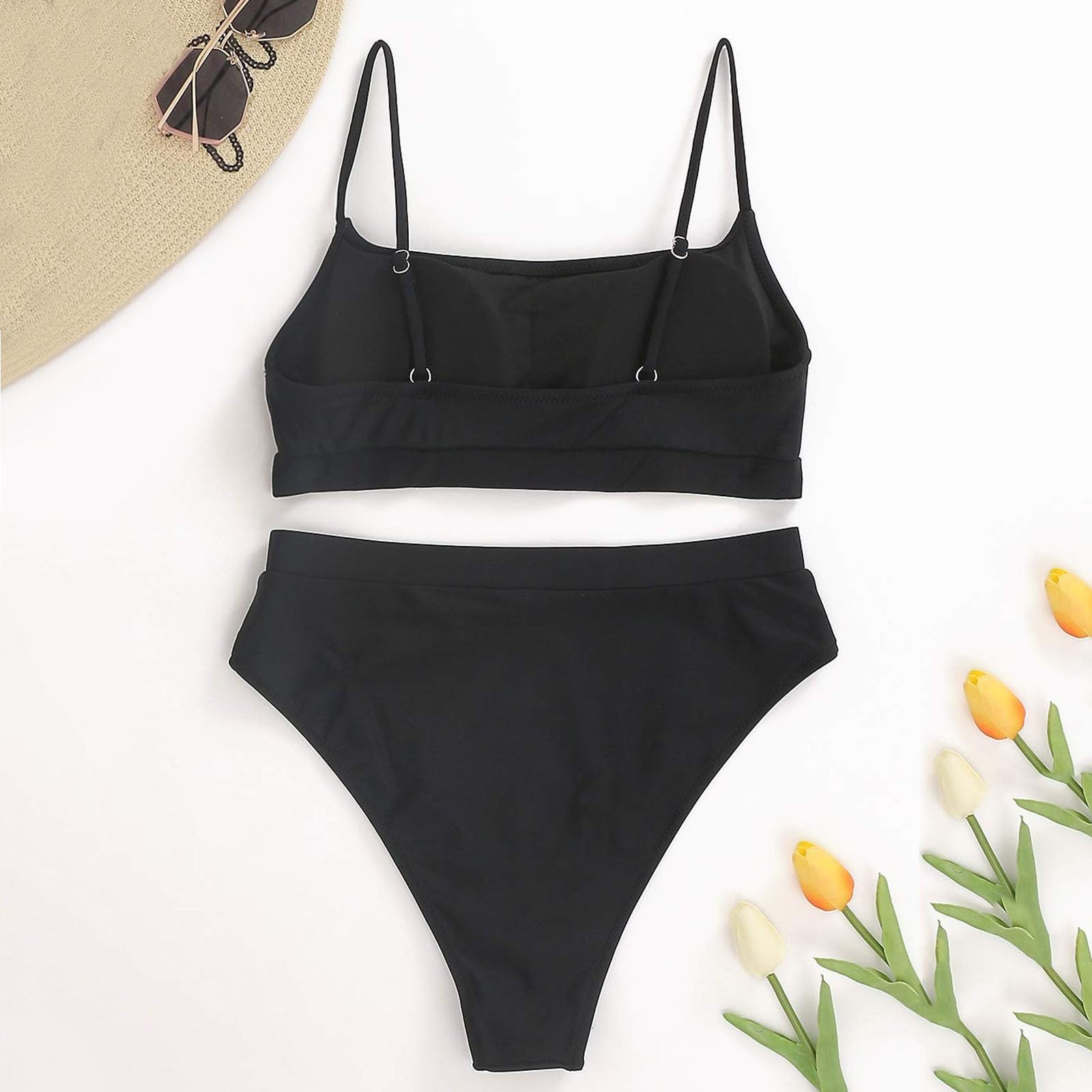 Damski Zestaw Bikini Z Halterem I Dołem Od Push-up Góra Dwuczęściowy Strój Kąpielowy, Żółty, S