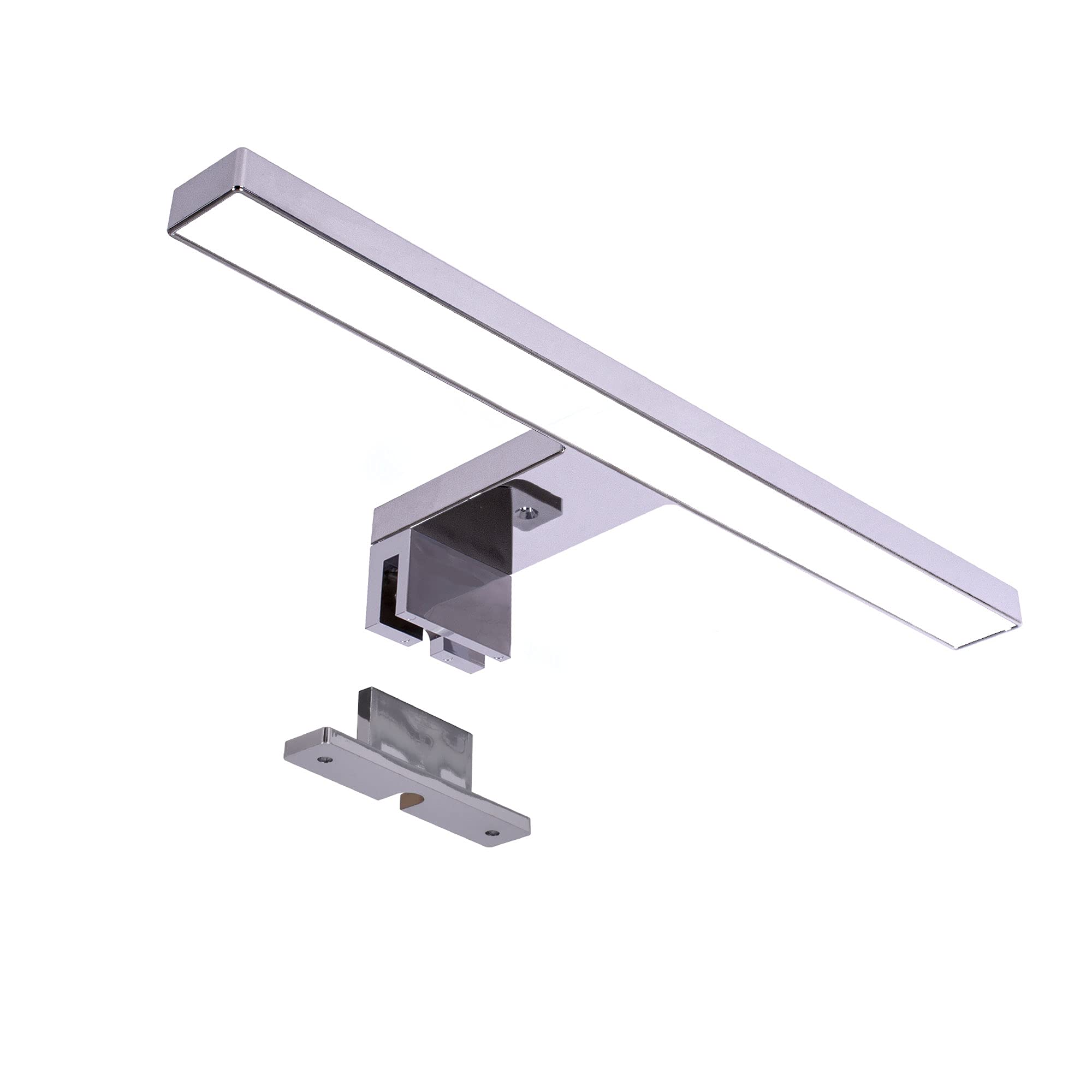 max K O M F O R T LED Spiegelleuchte Badleuchte Schminklicht Aufbauleuchte Schrankleuchte in chrom eckig neutralweiß 5W IP44