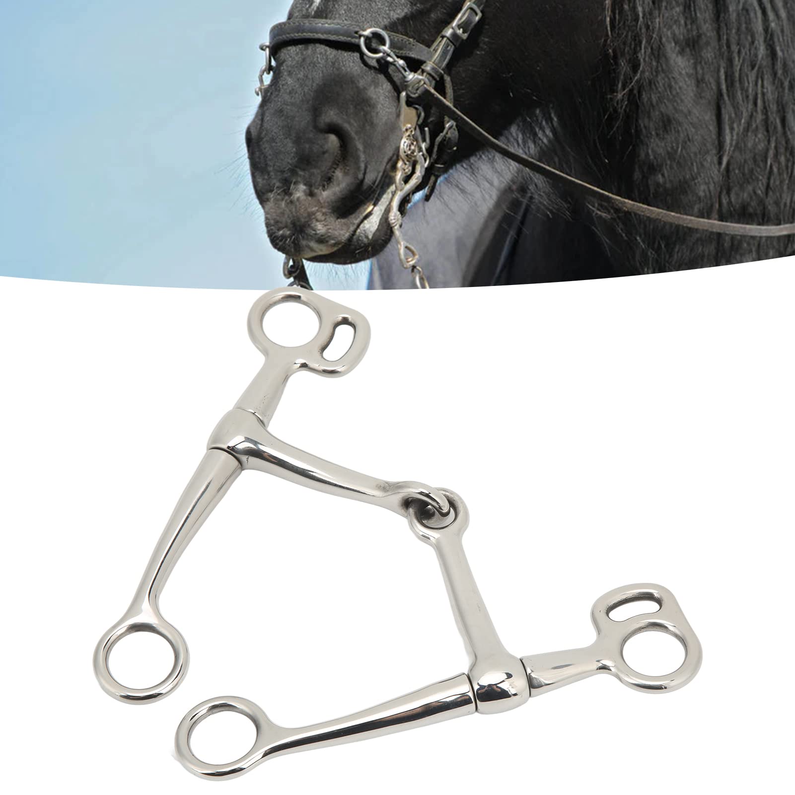 HERCHR Morso per Cavallo, Filetto Ad Anello Filetto in Acciaio Inossidabile Morso per Cavallo con Bocca da 125 Mm con Collegamento per Forniture Equestri