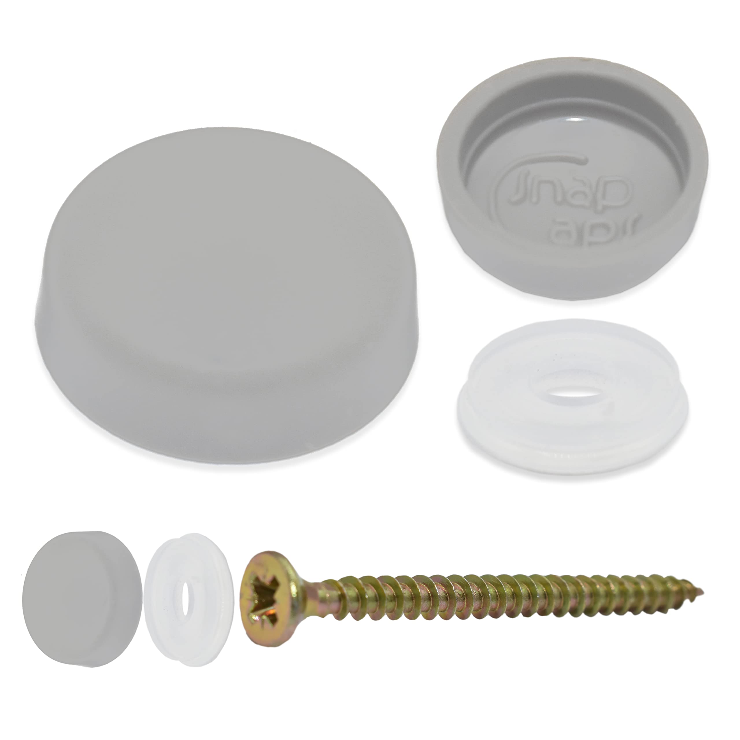 Falcon Workshop Supplies Ltd Light/Grey Pack Of 50 X Snap-On Two Piece Dome Screw Cover Caps - Small Caps & Bases
