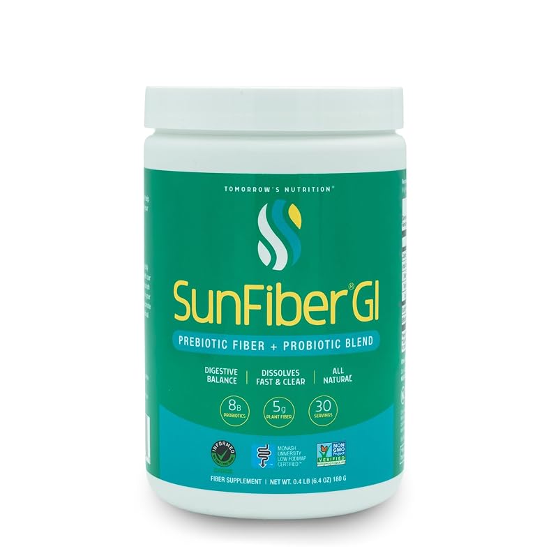 Tomorrow's Nutrition Suplemento prebiótico com fibra de guar Sunfiber e Bifidobacterium lactis, 5 g e 8 bilhões de UFC por porção, 30 porções