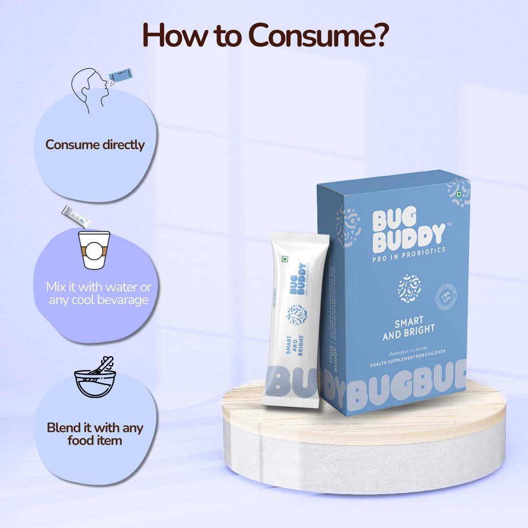 Bug Buddy Smart and Bright | Daily Nutrition For Kids | 7 Billion CFU Probiotics | Brain Development, Gut Health & Immunity Support | 30 Days Pack 2