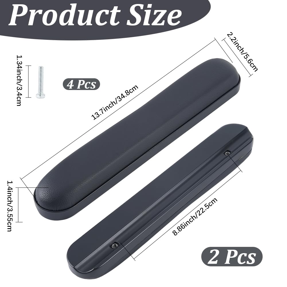 2 Pezzo Universale in Pelle PU per Braccioli per Sedia A Rotelle 35cm di Lunghezza Bracciolo Imbottito Morbido Ergonomico Nero Cuscino di Ricambio con Viti Sedia A Rotelle Scrivania Gir