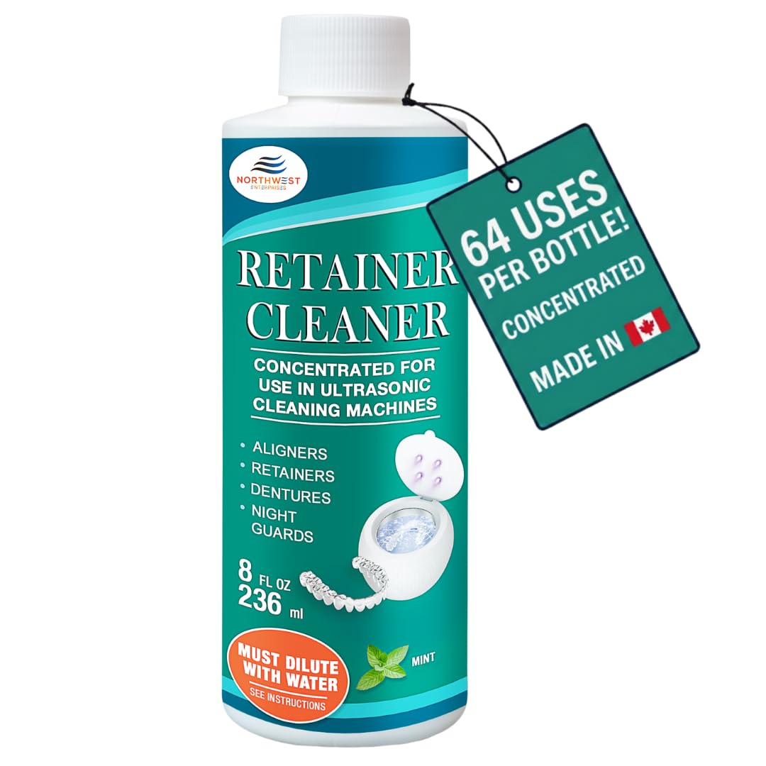 Ultrasonic Retainer Cleaner Solution Concentrate - Ultrasonic Denture Cleaner for Ultrasonic Machines - Cleans Mouthguards, Invisalign, and Nightguards - Updated Formula (Mint) (8 Ounces)