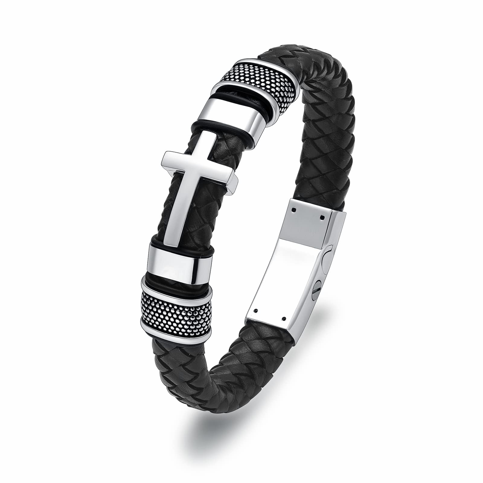 Minicremation Urn Bracelet for Ashes Genuine Leather Cross Cremation Jewelry Keepsake Bangles for Human Pet Memorial Urn Locket