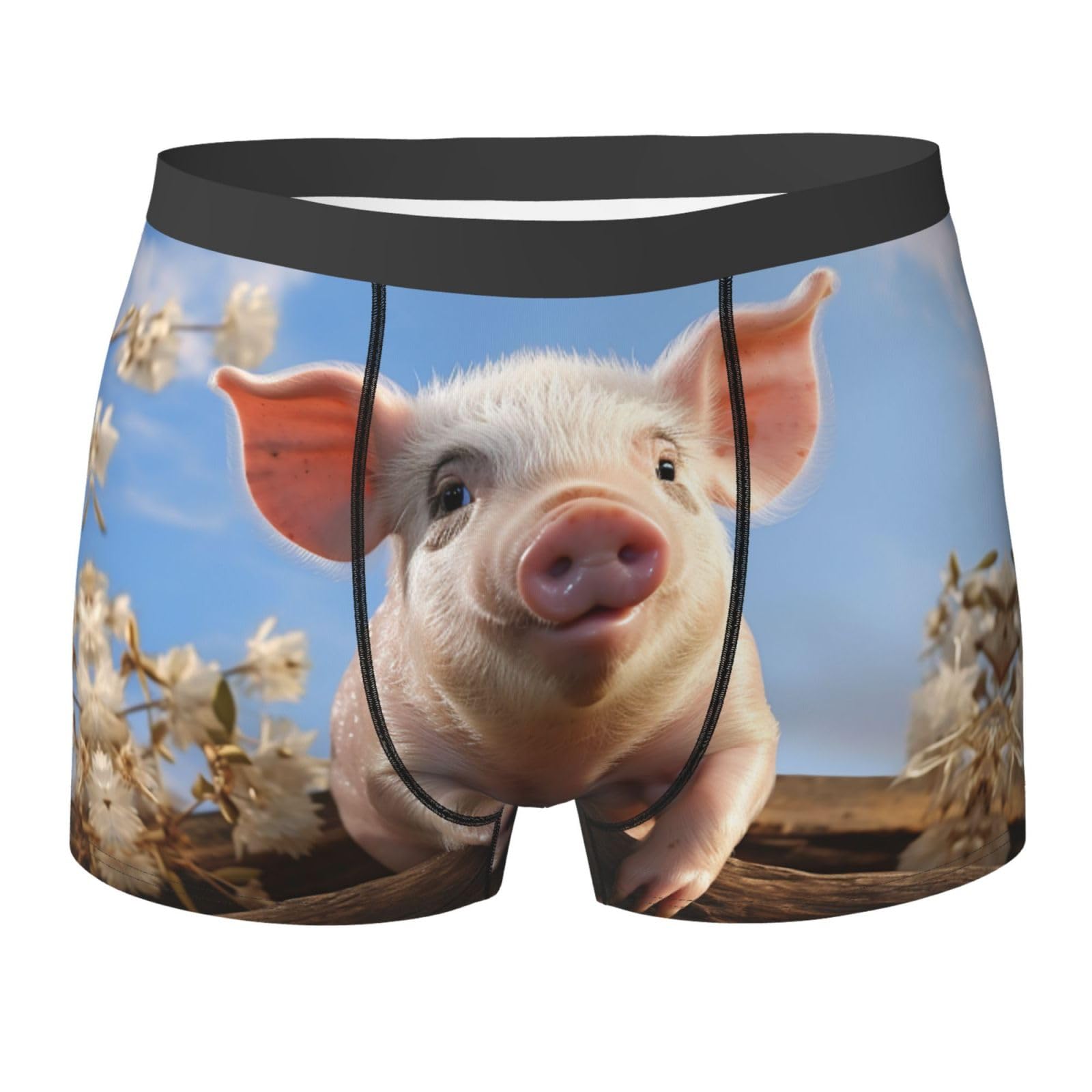 Kwqdozf Men's Black Boxer Briefs Breathable Underwear Boxer Brief For Funny Cute Pig Boxers Comfort Soft Trunk