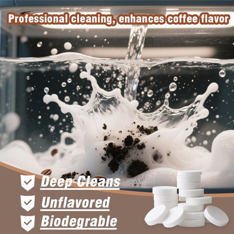 Miniatura 3 de Tabletas limpiadoras para máquinas de café, 24 tabletas de limpieza efervescentes, 0.17 onzas